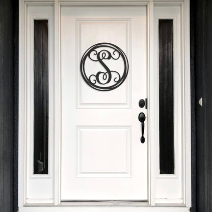 Stunning decorative monogram metal wall art with a hand drawn circle this stunning large metal letter wall art. This unique wall art is handcrafted from high-quality 18 gauge steel and powder coated in your choice of 5 colors in a range of sizes