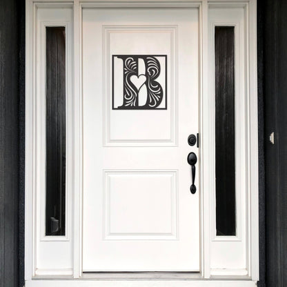 Stunning decorative square monogram metal wall art with a heart this stunning large metal letter wall art. This unique wall art is handcrafted from high-quality 18 gauge steel and powder coated in your choice of 5 colors in a range of sizes