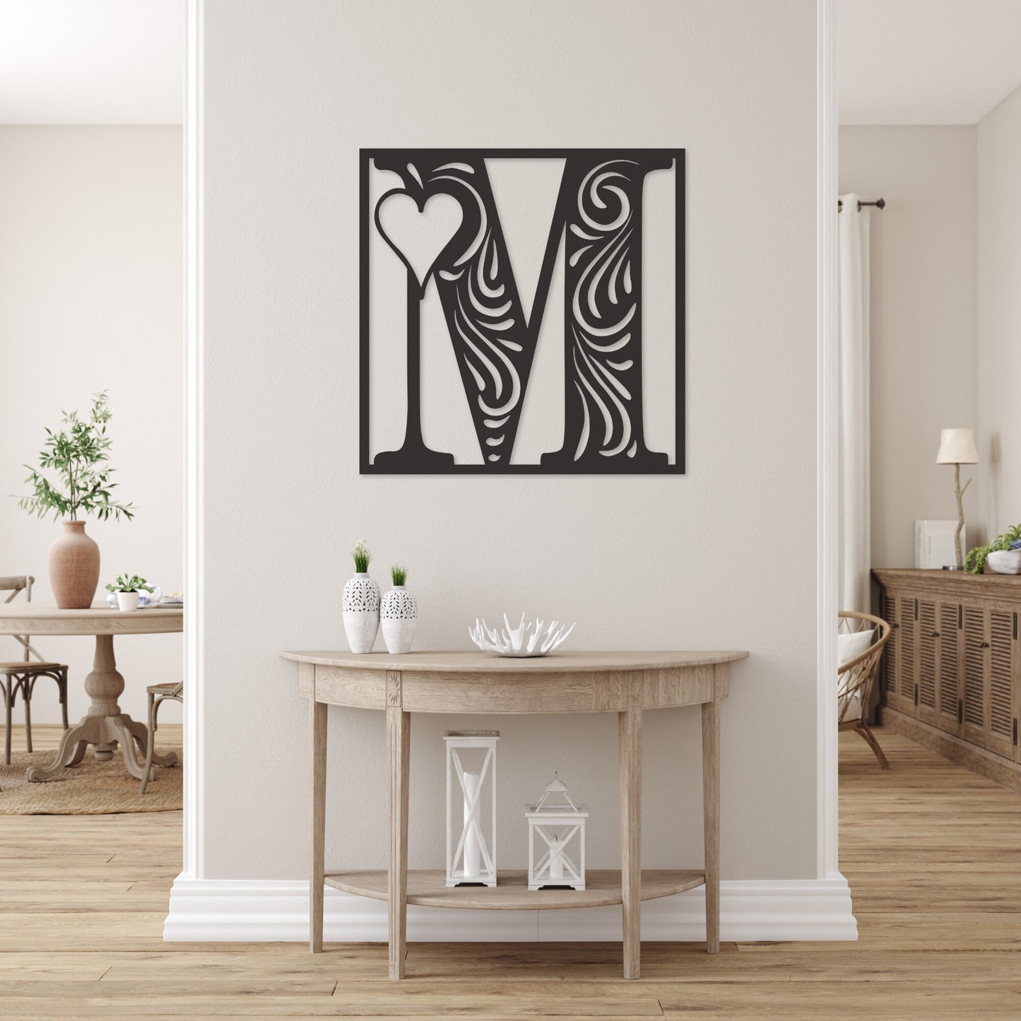 Stunning decorative square monogram metal wall art with a heart this stunning large metal letter wall art. This unique wall art is handcrafted from high-quality 18 gauge steel and powder coated in your choice of 5 colors in a range of sizes