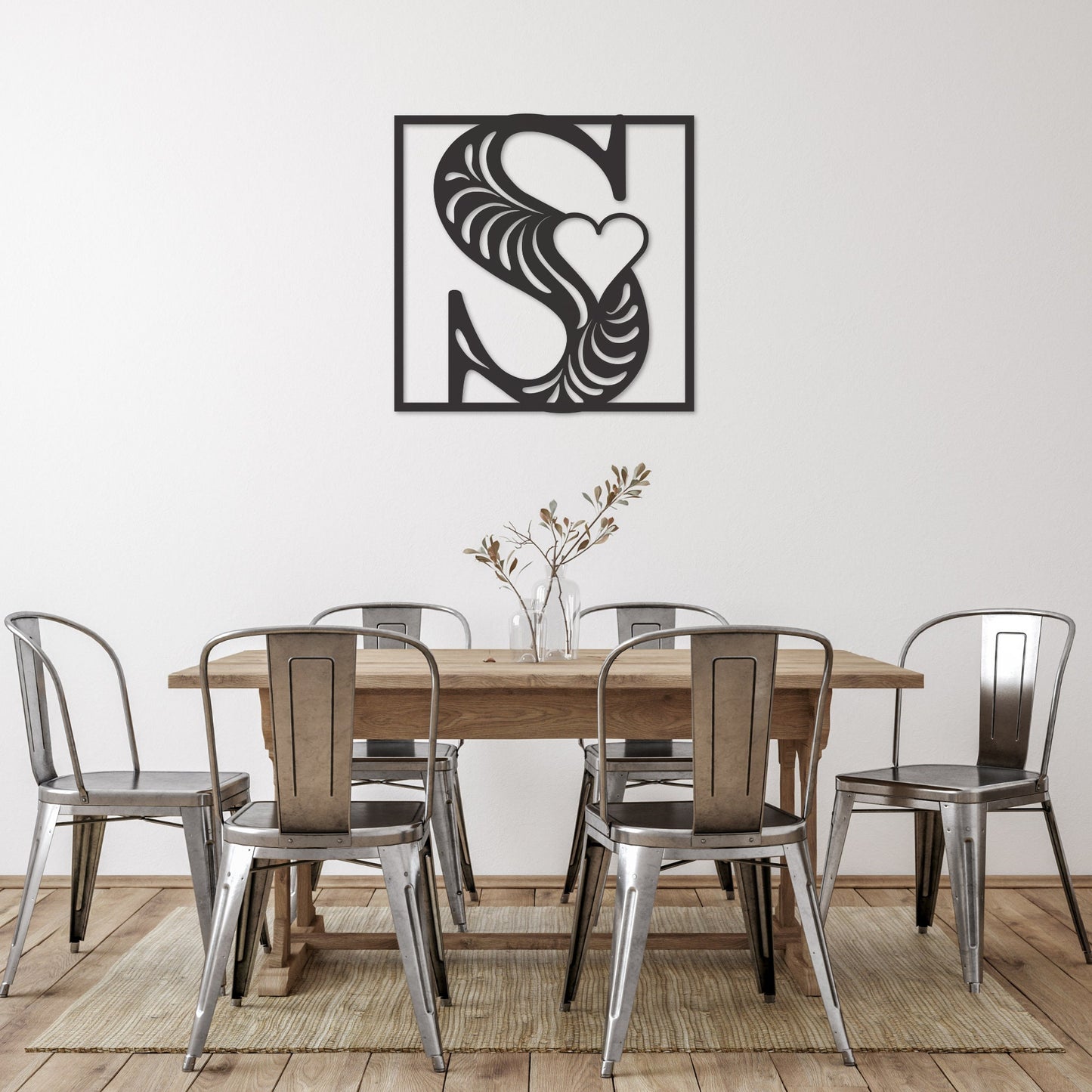 Stunning decorative square monogram metal wall art with a heart this stunning large metal letter wall art. This unique wall art is handcrafted from high-quality 18 gauge steel and powder coated in your choice of 5 colors in a range of sizes