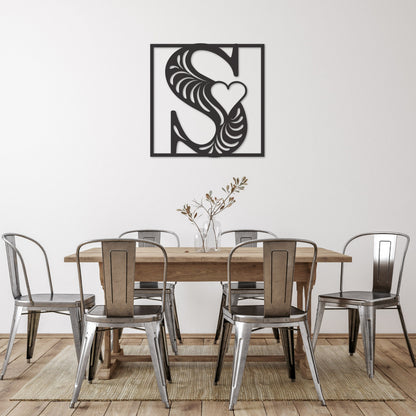 Stunning decorative square monogram metal wall art with a heart this stunning large metal letter wall art. This unique wall art is handcrafted from high-quality 18 gauge steel and powder coated in your choice of 5 colors in a range of sizes
