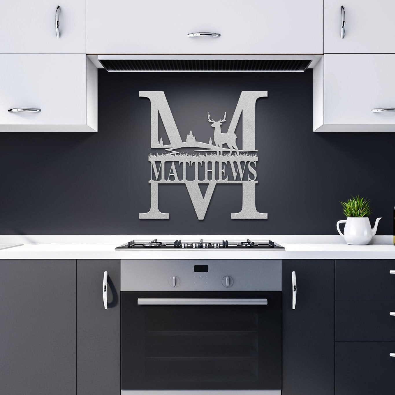 Custom Deer Monogram Metal Wall Art, Family Metal Wall Hanging, Artwork for Home or Cabin, Large Indoor or Outdoor Wall Art