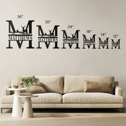 Custom Deer Monogram Metal Wall Art, Family Metal Wall Hanging, Artwork for Home or Cabin, Large Indoor or Outdoor Wall Art