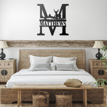 Custom Deer Monogram Metal Wall Art, Family Metal Wall Hanging, Artwork for Home or Cabin, Large Indoor or Outdoor Wall Art