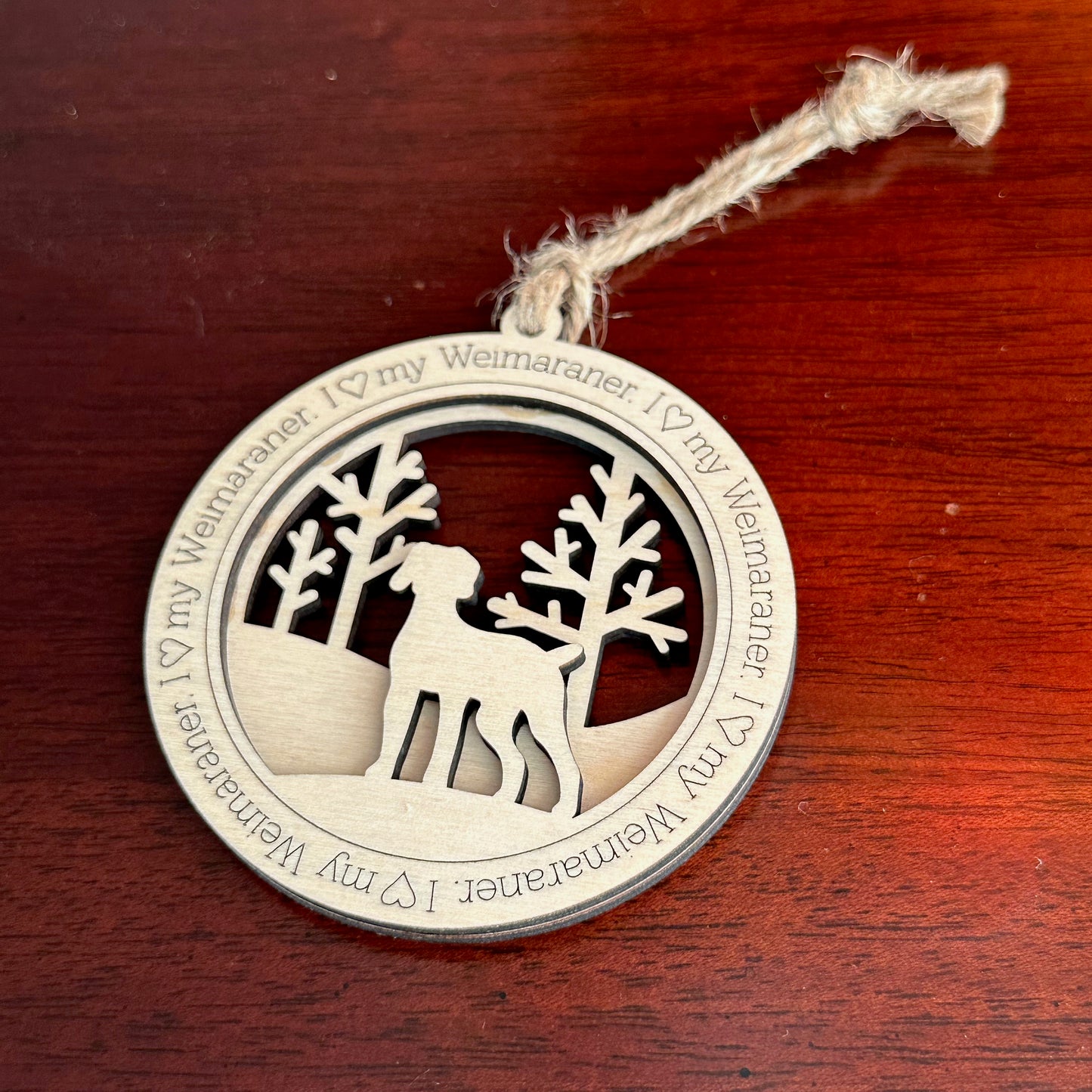 I love my Weimaraner ornament. This heartfelt dog ornament is a keepsake for celebrating a loving pet.  The ornament is a perfect gift for anyone who loves Weimaraner or is looking for a Weimaraner gift.