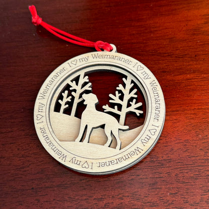 I love my Weimaraner ornament. This heartfelt dog ornament is a keepsake for celebrating a loving pet.  The ornament is a perfect gift for anyone who loves Weimaraner or is looking for a Weimaraner gift.