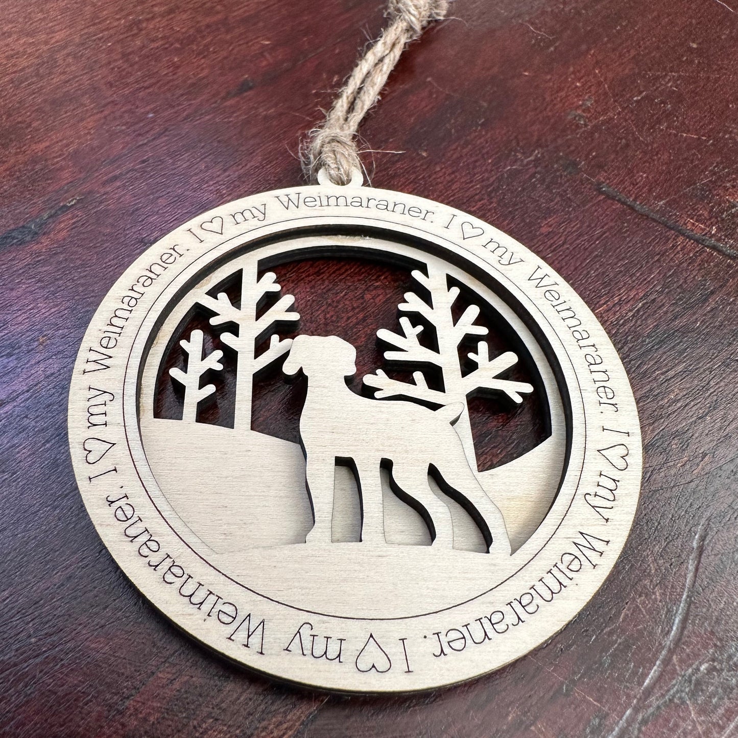 I love my Weimaraner ornament. This heartfelt dog ornament is a keepsake for celebrating a loving pet.  The ornament is a perfect gift for anyone who loves Weimaraner or is looking for a Weimaraner gift.