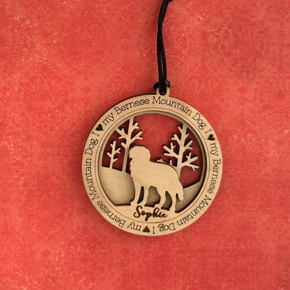 Personalized Bernese Mountain Dog Ornament, Birchwood Pet Memorial