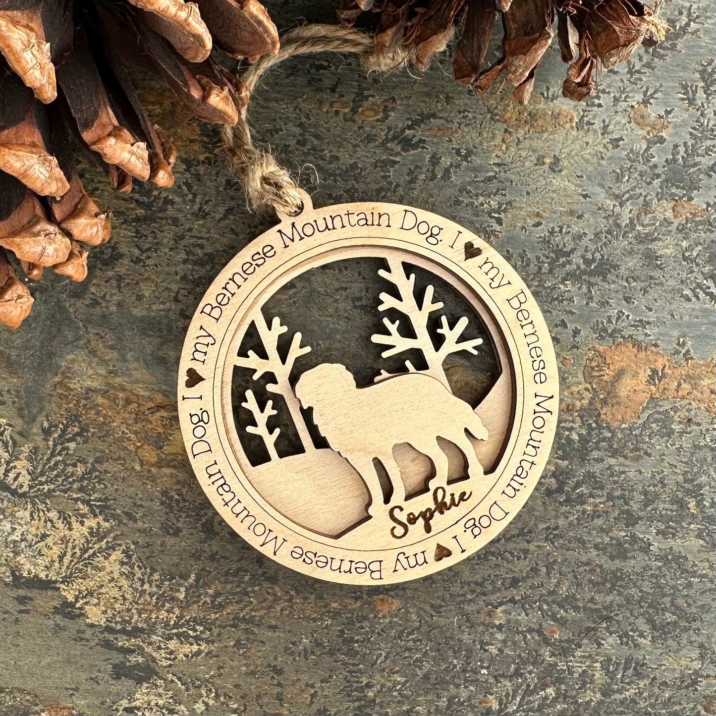 Personalized Bernese Mountain Dog Ornament, Birchwood Pet Memorial
