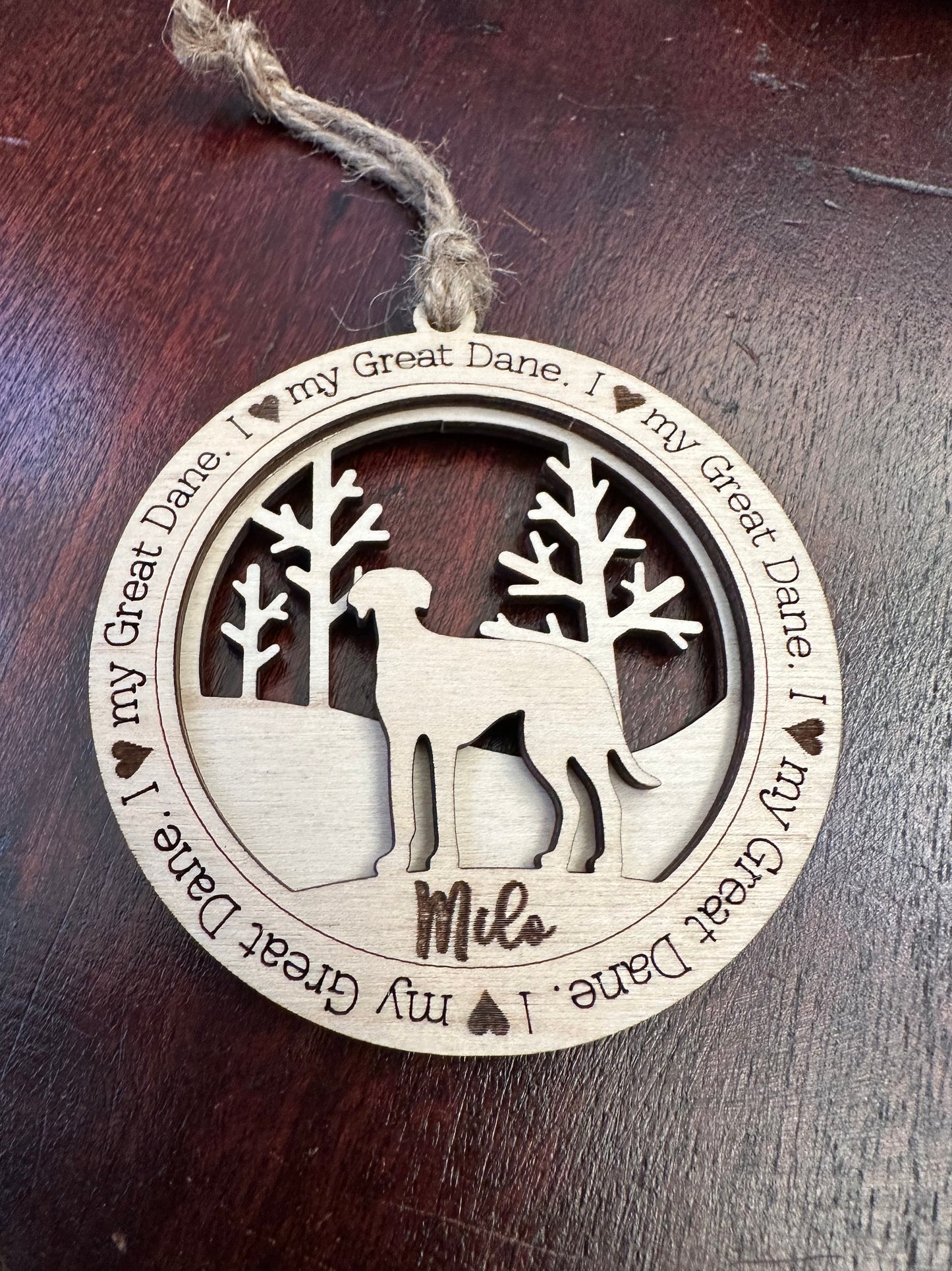 Love My Great Dane Ornament, Personalized Dane Gifts, Dog Pet Memorial Ornament, Rescue Ornament - Unique Gift for a Owner