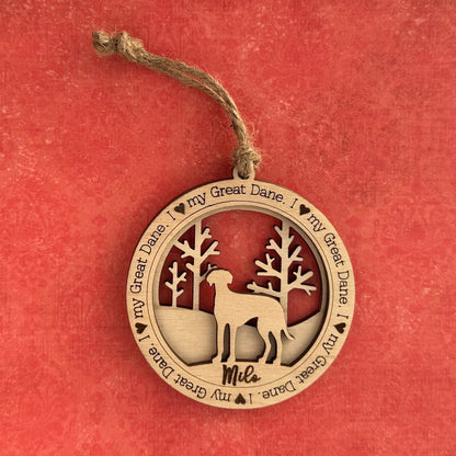 Love My Great Dane Ornament, Personalized Dane Gifts, Dog Pet Memorial Ornament, Rescue Ornament - Unique Gift for a Owner