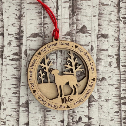 Love My Great Dane Ornament, Personalized Dane Gifts, Dog Pet Memorial Ornament, Rescue Ornament - Unique Gift for a Owner