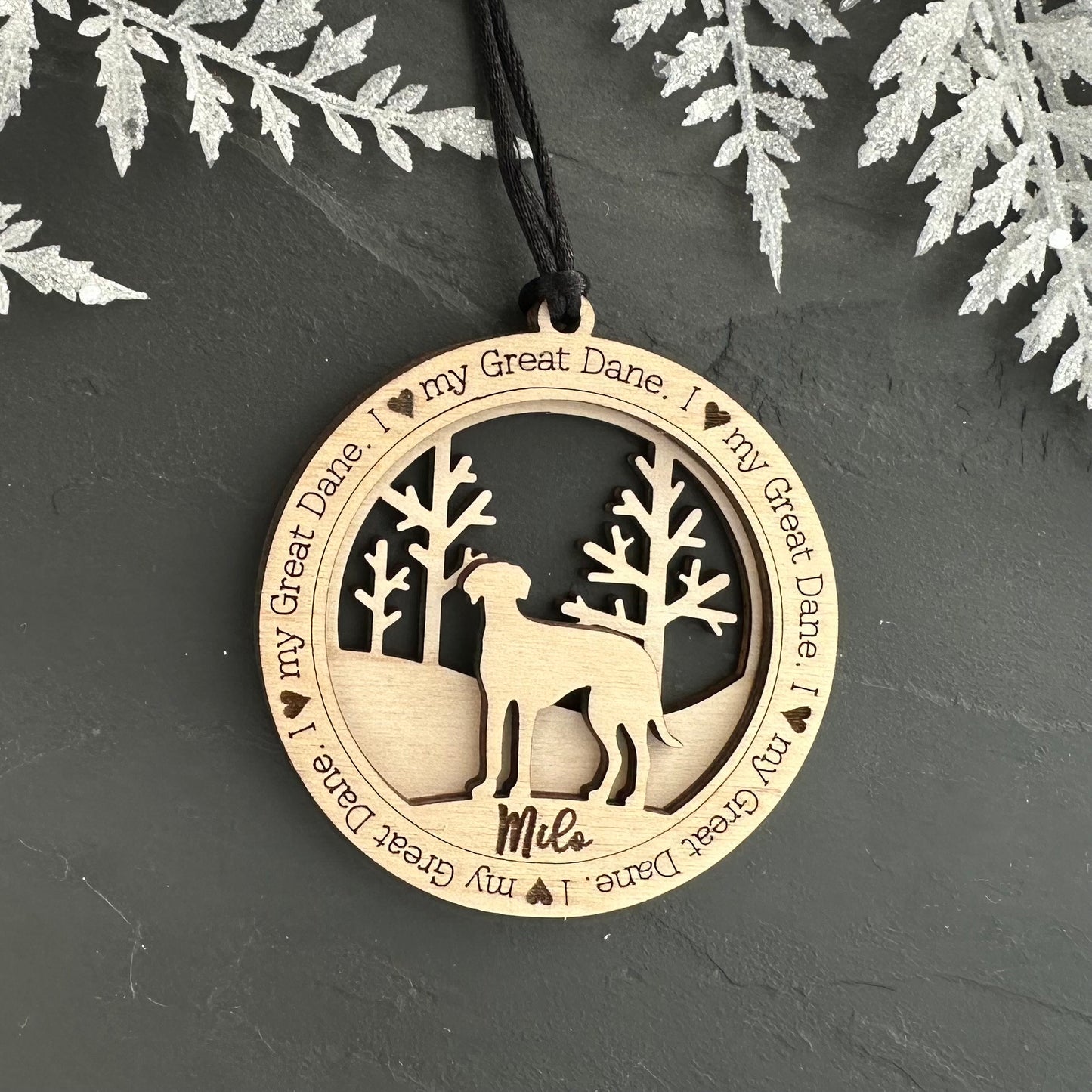 Love My Great Dane Ornament, Personalized Dane Gifts, Dog Pet Memorial Ornament, Rescue Ornament - Unique Gift for a Owner