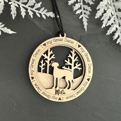 Love My Great Dane Ornament, Personalized Dane Gifts, Dog Pet Memorial Ornament, Rescue Ornament - Unique Gift for a Owner