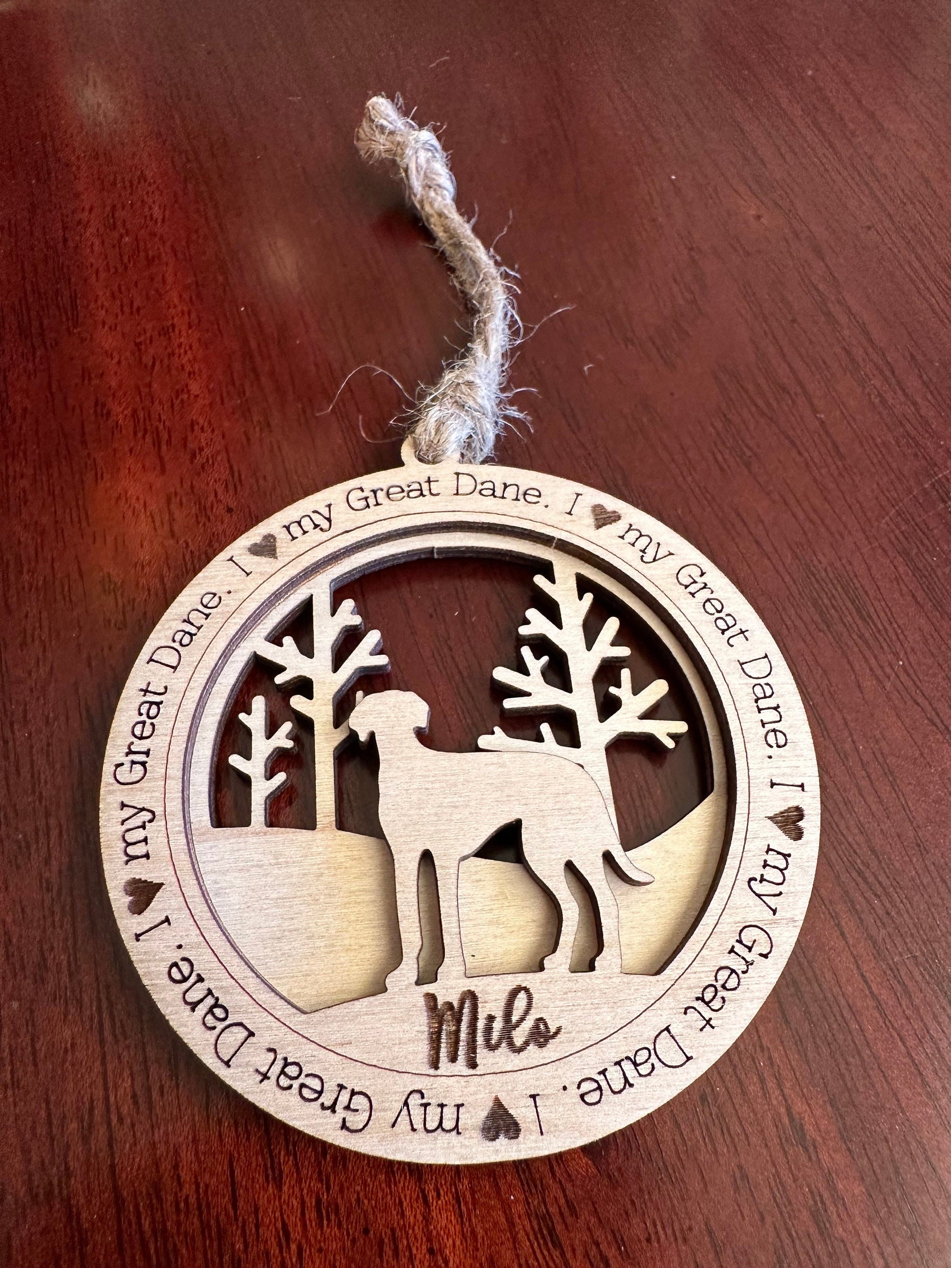 Love My Great Dane Ornament, Personalized Dane Gifts, Dog Pet Memorial Ornament, Rescue Ornament - Unique Gift for a Owner