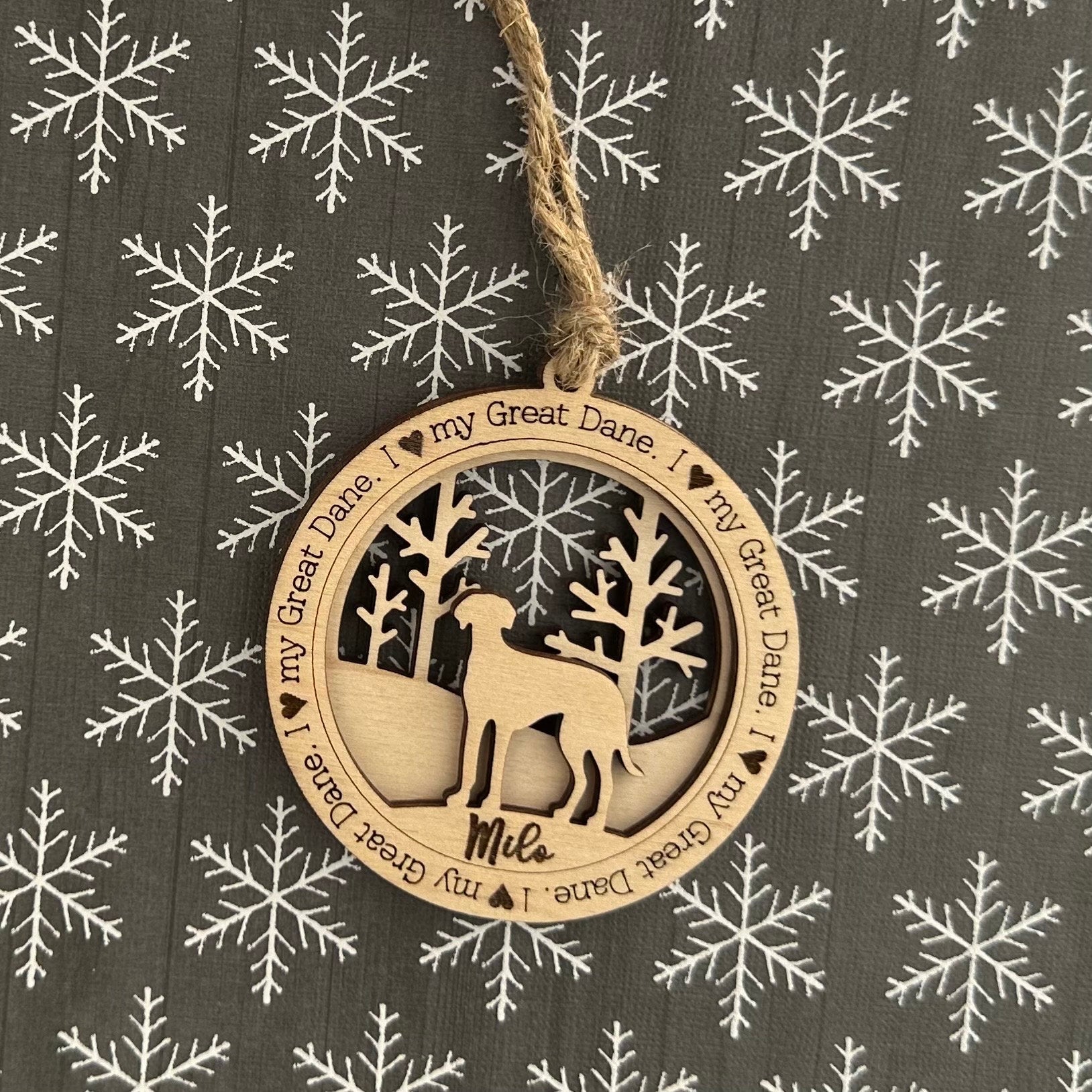 Love My Great Dane Ornament, Personalized Dane Gifts, Dog Pet Memorial Ornament, Rescue Ornament - Unique Gift for a Owner