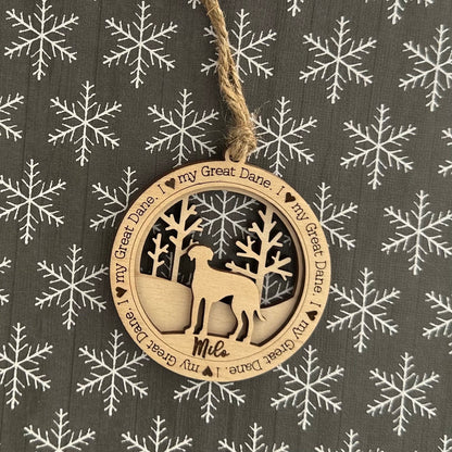 Love My Great Dane Ornament, Personalized Dane Gifts, Dog Pet Memorial Ornament, Rescue Ornament - Unique Gift for a Owner