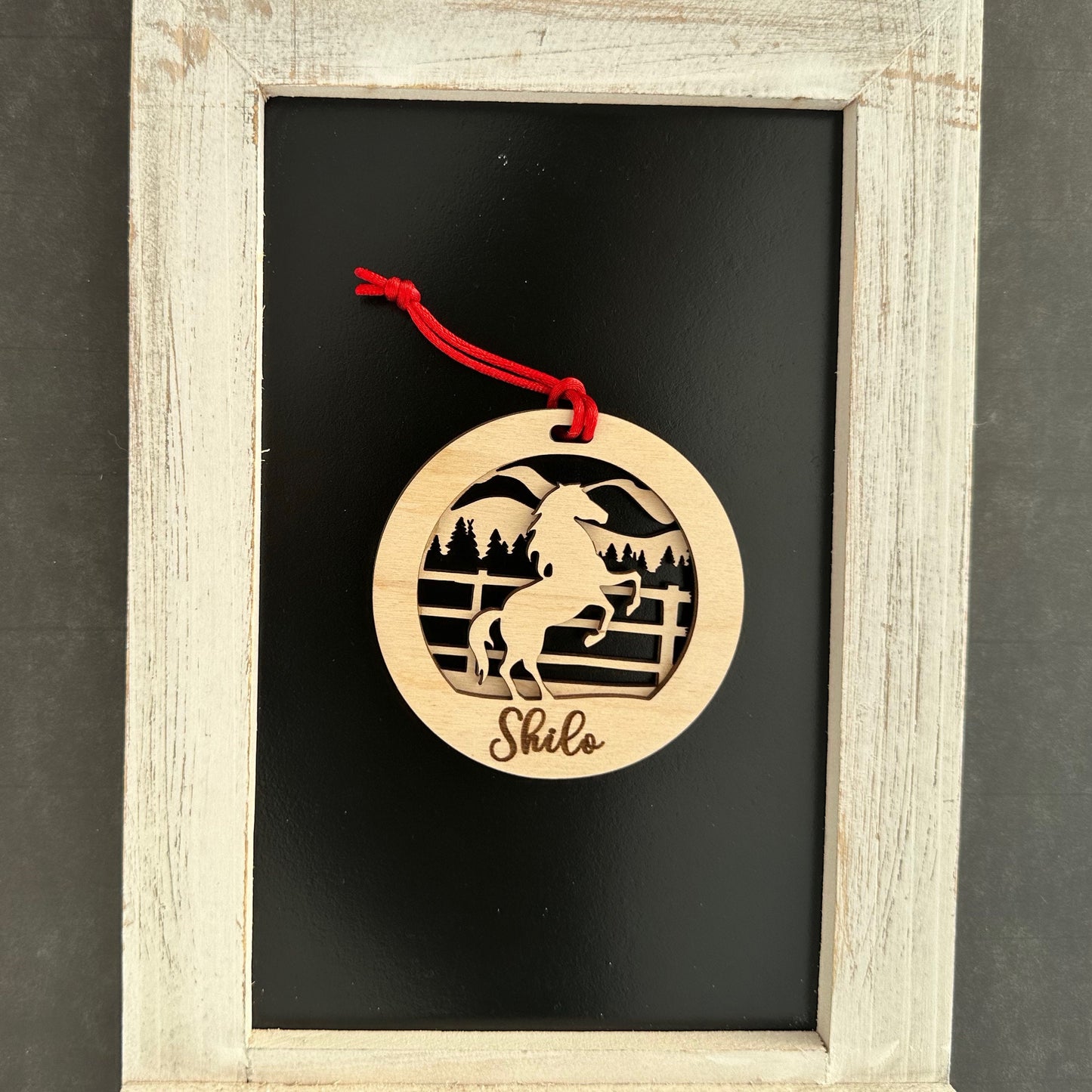 Beautiful personalized horse with a mountains ornament can be customized with your name, horse’s or text of your choosing. This keepsake equestrian ornament is a heartfelt memorial for the celebration of life and experiences.