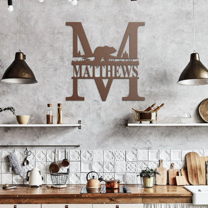 Personalized Bear Monogram Metal Wall Art, Family Name Sign