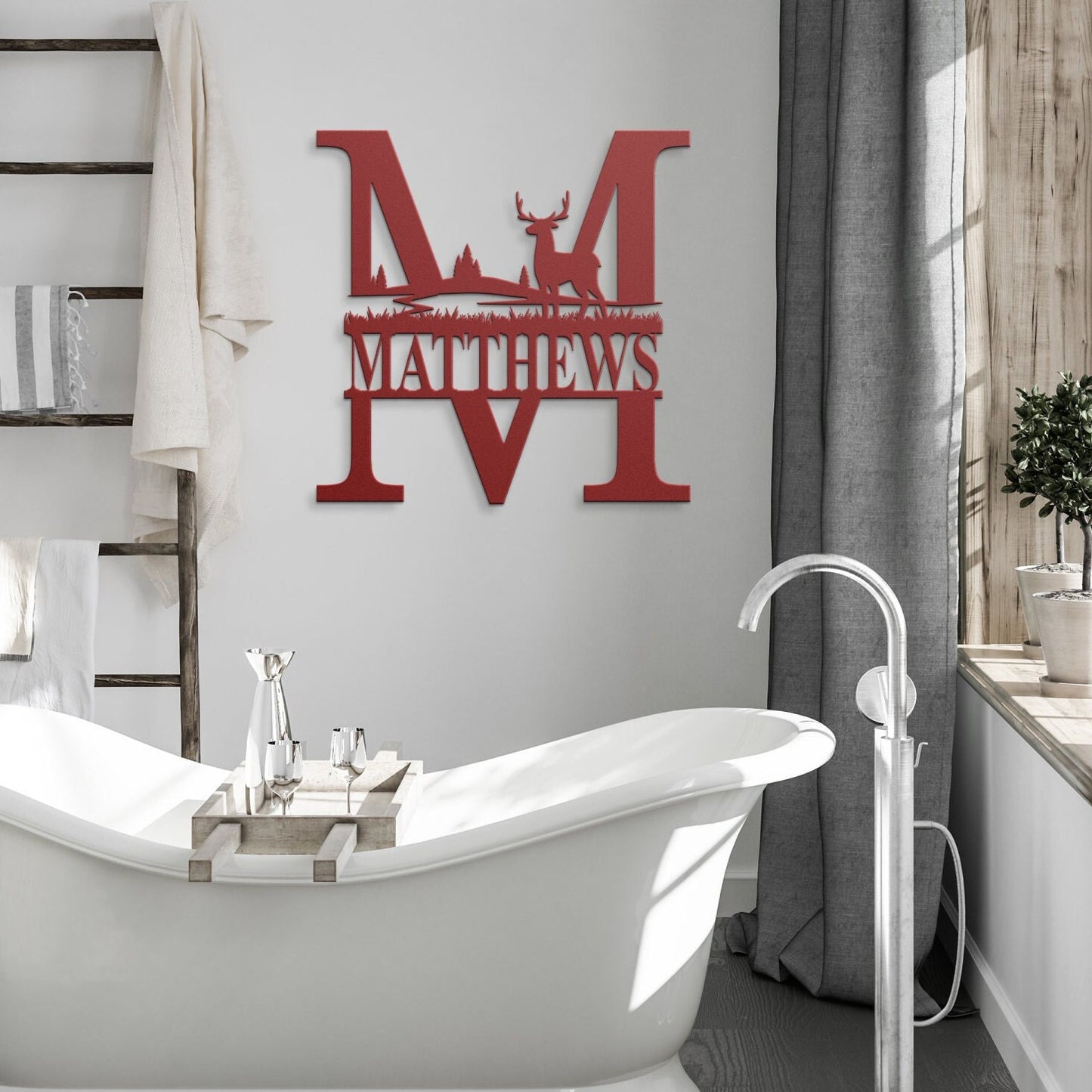Custom Deer Monogram Metal Wall Art, Family Metal Wall Hanging, Artwork for Home or Cabin, Large Indoor or Outdoor Wall Art