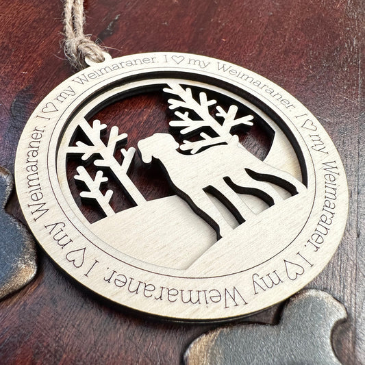 Weimaraner Ornament, Personalized Dog Memorial Gift, Handmade Birchwood