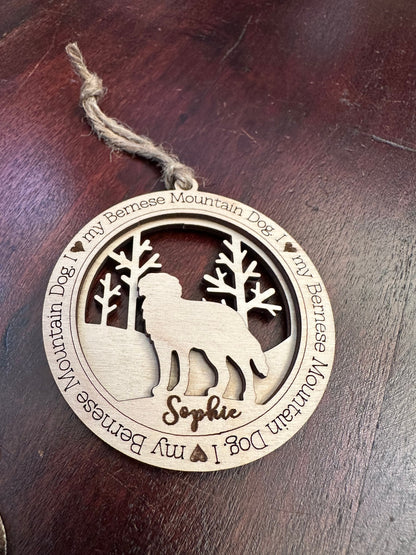 Personalized Bernese Mountain Dog Ornament, Birchwood Pet Memorial