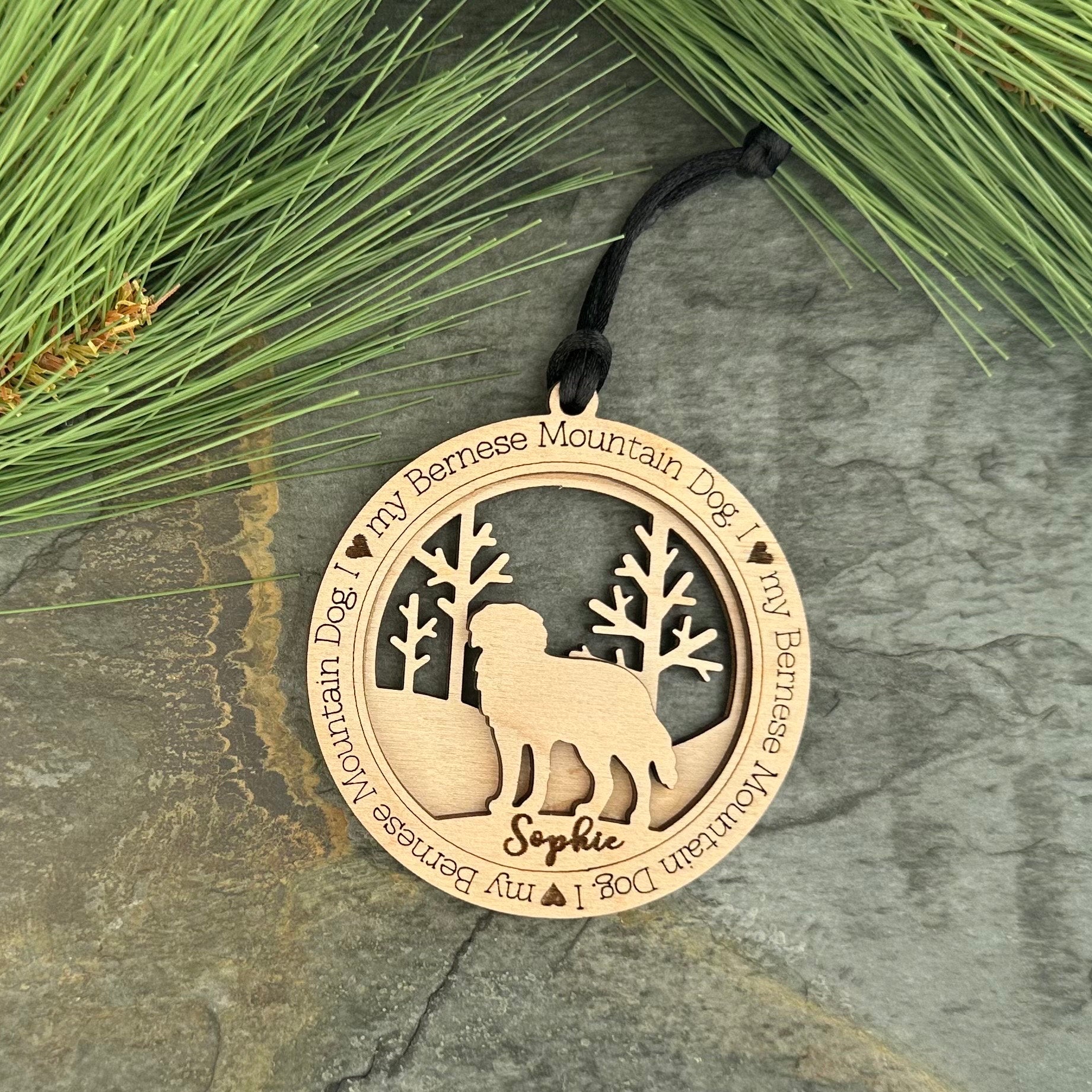 Personalized Bernese Mountain Dog Ornament, Birchwood Pet Memorial