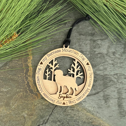 Personalized Bernese Mountain Dog Ornament, Birchwood Pet Memorial