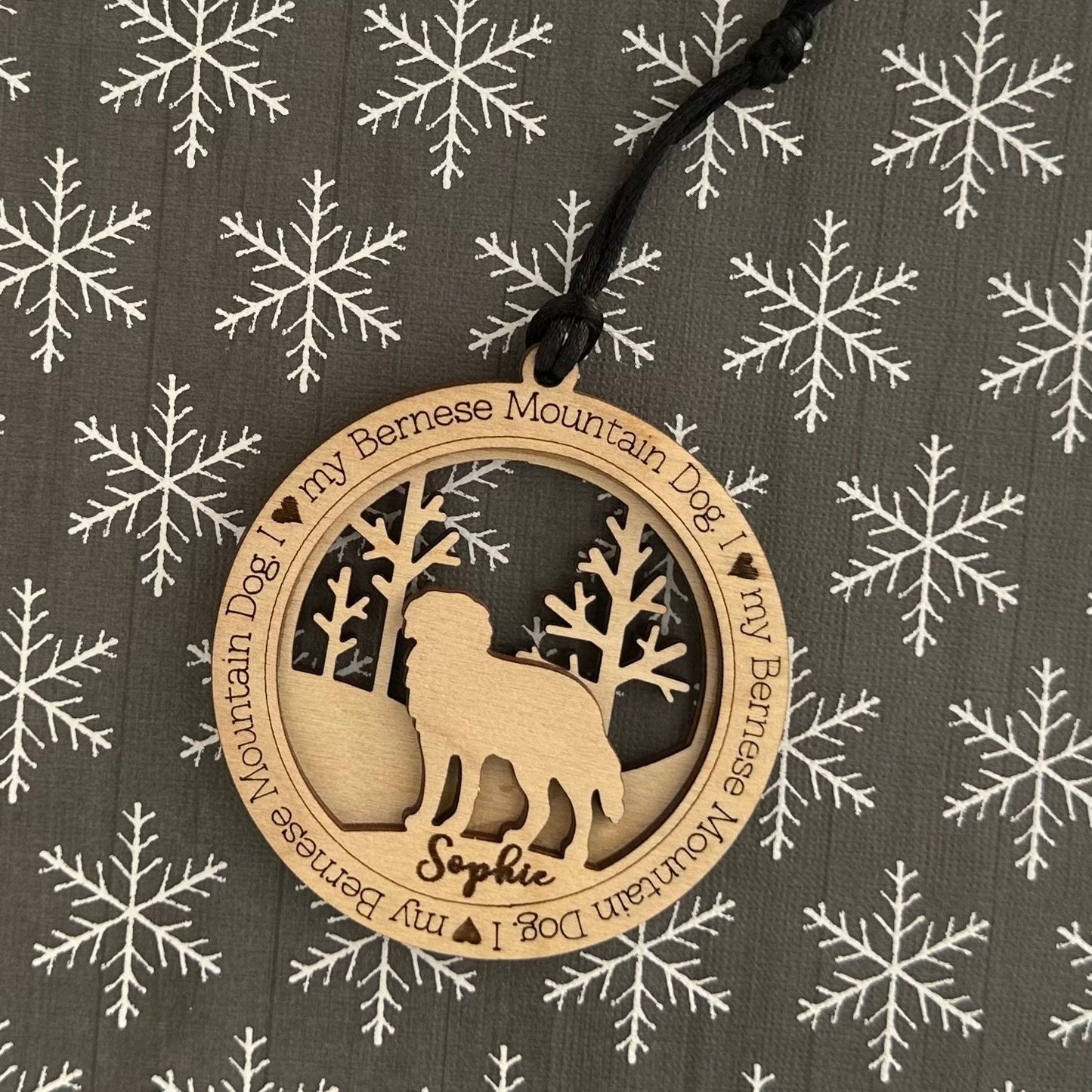 Personalized Bernese Mountain Dog Ornament, Birchwood Pet Memorial