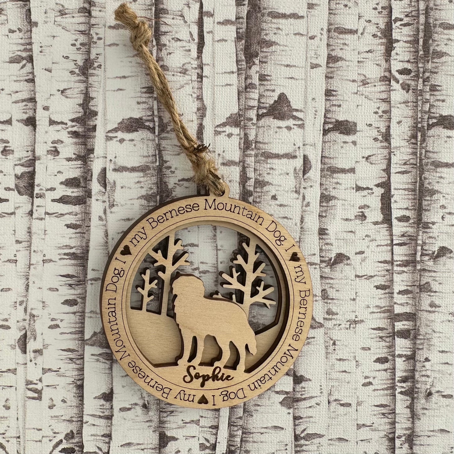 Personalized Bernese Mountain Dog Ornament, Birchwood Pet Memorial