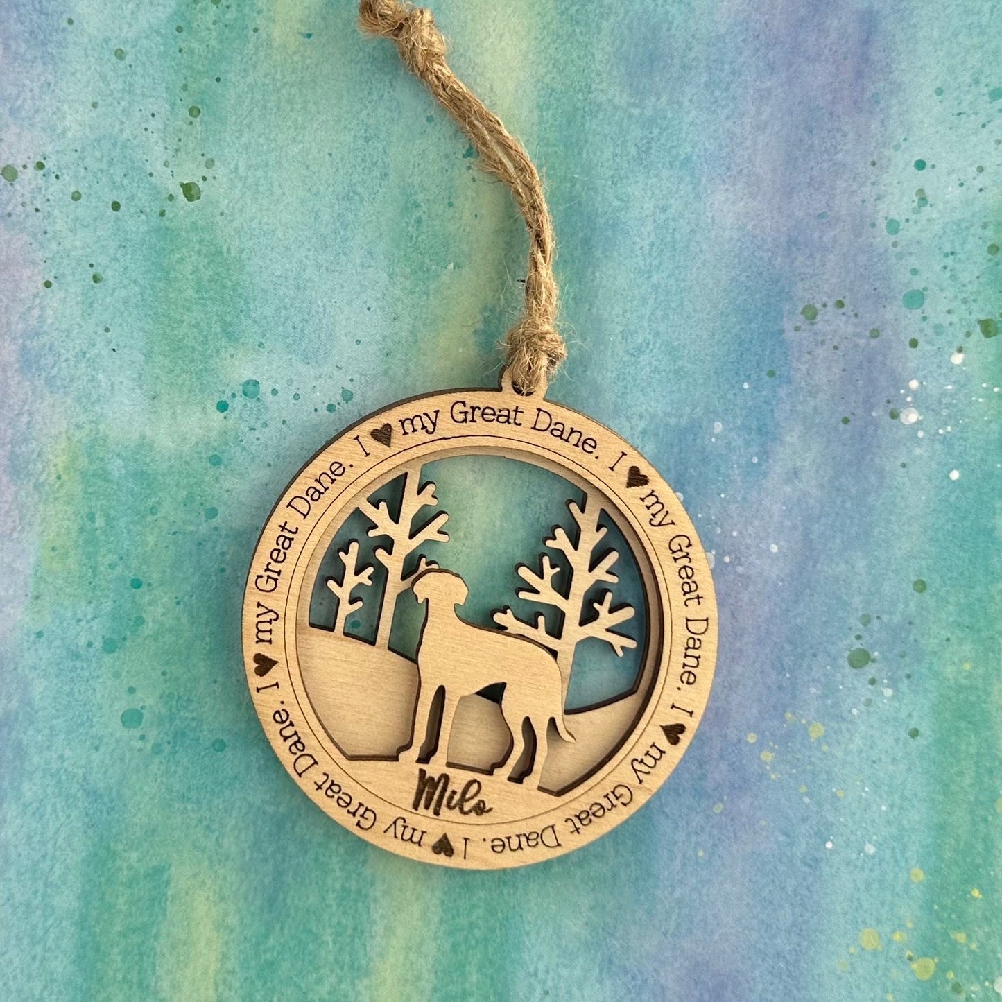 Love My Great Dane Ornament, Personalized Dane Gifts, Dog Pet Memorial Ornament, Rescue Ornament - Unique Gift for a Owner