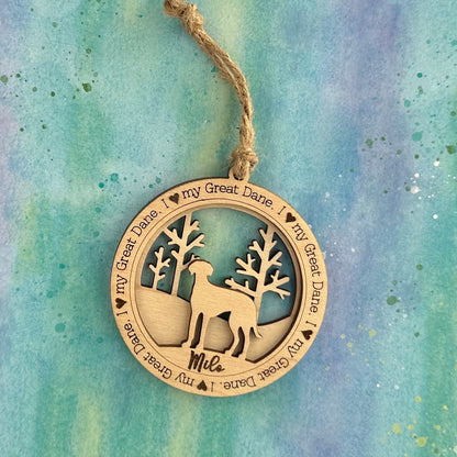 Love My Great Dane Ornament, Personalized Dane Gifts, Dog Pet Memorial Ornament, Rescue Ornament - Unique Gift for a Owner