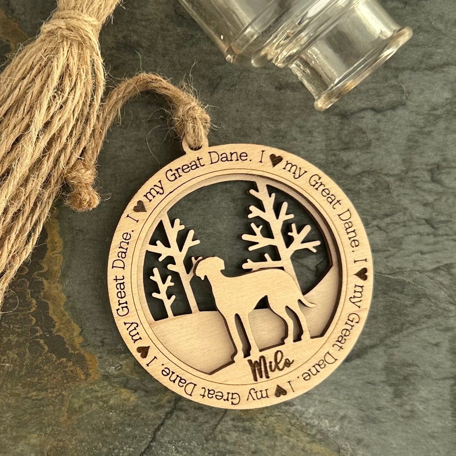 Love My Great Dane Ornament, Personalized Dane Gifts, Dog Pet Memorial Ornament, Rescue Ornament - Unique Gift for a Owner