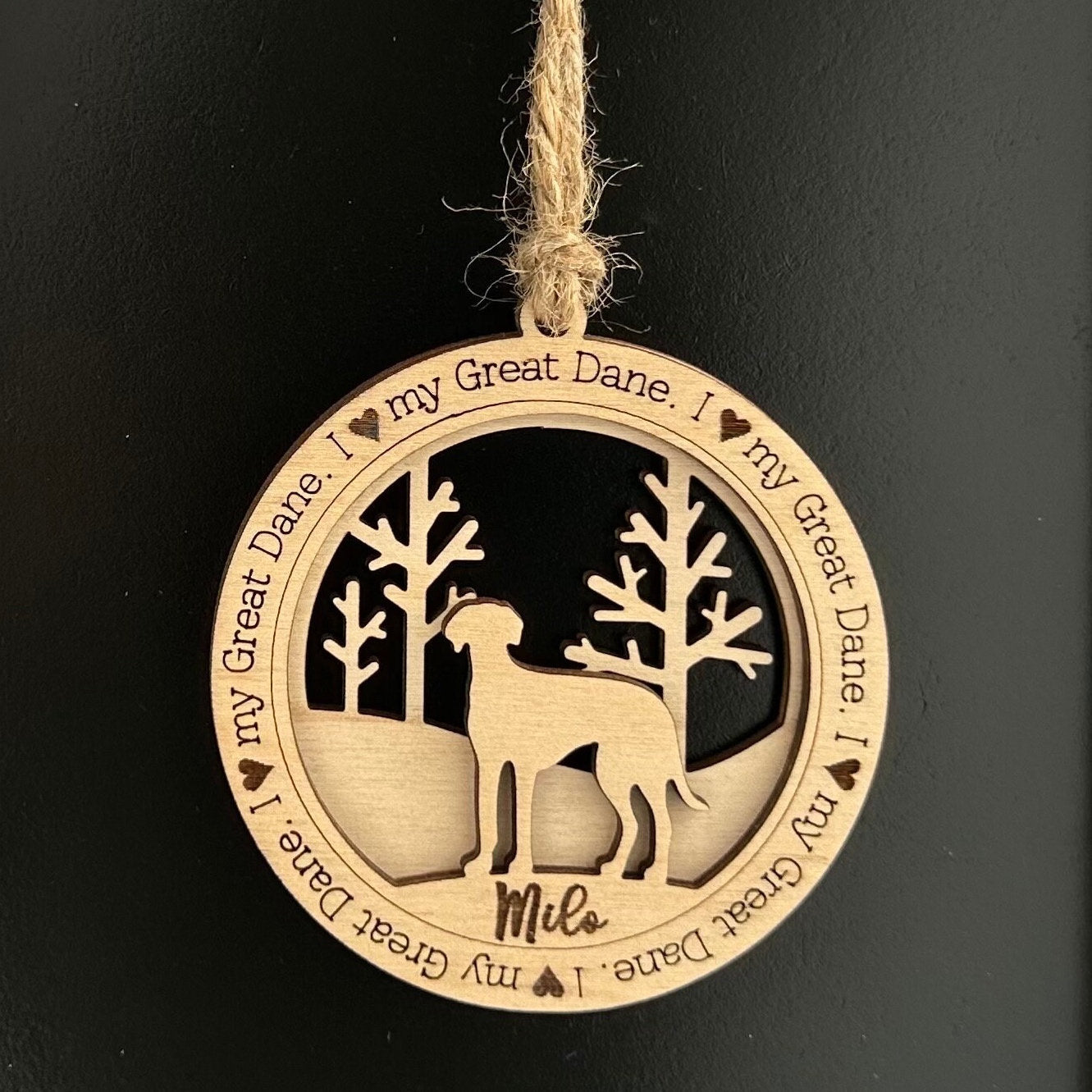 Love My Great Dane Ornament, Personalized Dane Gifts, Dog Pet Memorial Ornament, Rescue Ornament - Unique Gift for a Owner