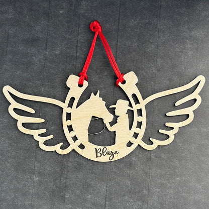 Personalized Man with his Horse, Memorial Horse Ornament, Custom Equestrian Gift, Horse Lover Gift, Gift for Him, Memorial Ornament