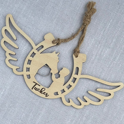 Personalized Man with his Horse, Memorial Horse Ornament, Custom Equestrian Gift, Horse Lover Gift, Gift for Him, Memorial Ornament