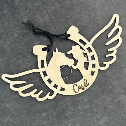 Personalized Girl with Her Horse, Memorial Horse Ornament, Custom Equestrian Gift, Horse Lover Gift, Gift for Her, Memorial Ornament