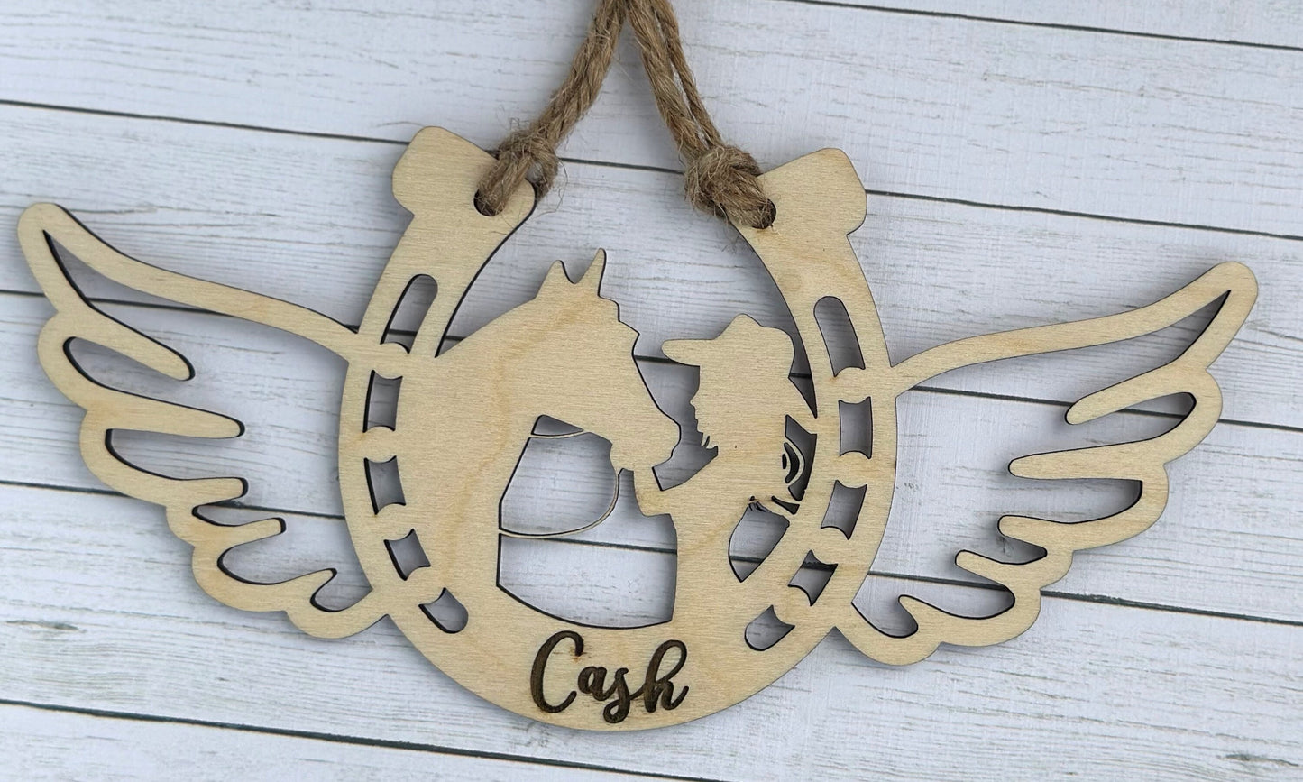 Personalized Girl with Her Horse, Memorial Horse Ornament, Custom Equestrian Gift, Horse Lover Gift, Gift for Her, Memorial Ornament