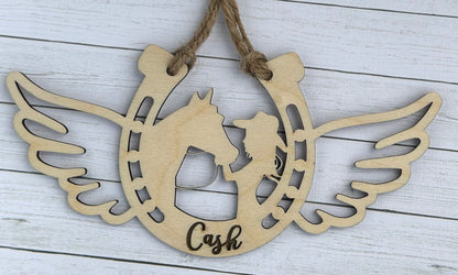 Personalized Girl with Her Horse, Memorial Horse Ornament, Custom Equestrian Gift, Horse Lover Gift, Gift for Her, Memorial Ornament