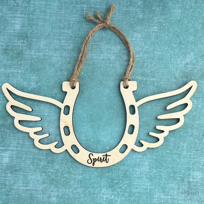 Horseshoe Memorial Ornament, Custom Equestrian Gift, Horse Lover Gift, Memorial Ornament