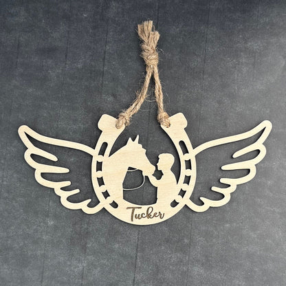 Personalized Man with his Horse, Memorial Horse Ornament, Custom Equestrian Gift, Horse Lover Gift, Gift for Him, Memorial Ornament