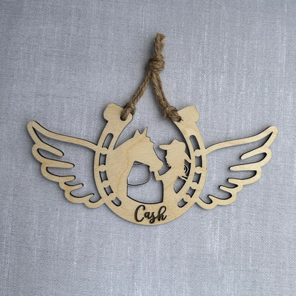 Personalized Girl with Her Horse, Memorial Horse Ornament, Custom Equestrian Gift, Horse Lover Gift, Gift for Her, Memorial Ornament