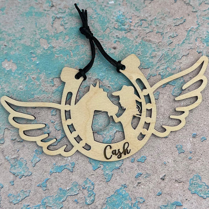 Personalized Girl with Her Horse, Memorial Horse Ornament, Custom Equestrian Gift, Horse Lover Gift, Gift for Her, Memorial Ornament