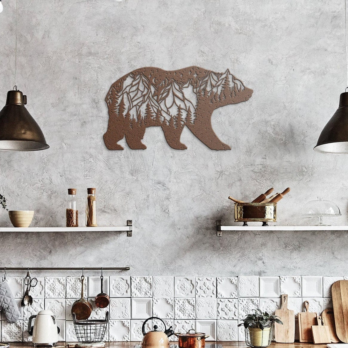 Spirit Bear Metal Wall Art for Home or Cabin, Hanging Bear Wall Art to Bring Nature to Your Indoor or Outdoor Living Space