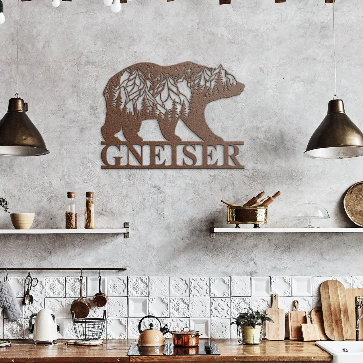 Personalized Spirit Bear Metal Wall Art for Home or Cabin, Custom Hanging Bear Wall Art for Your Indoor or Outdoor Living Space