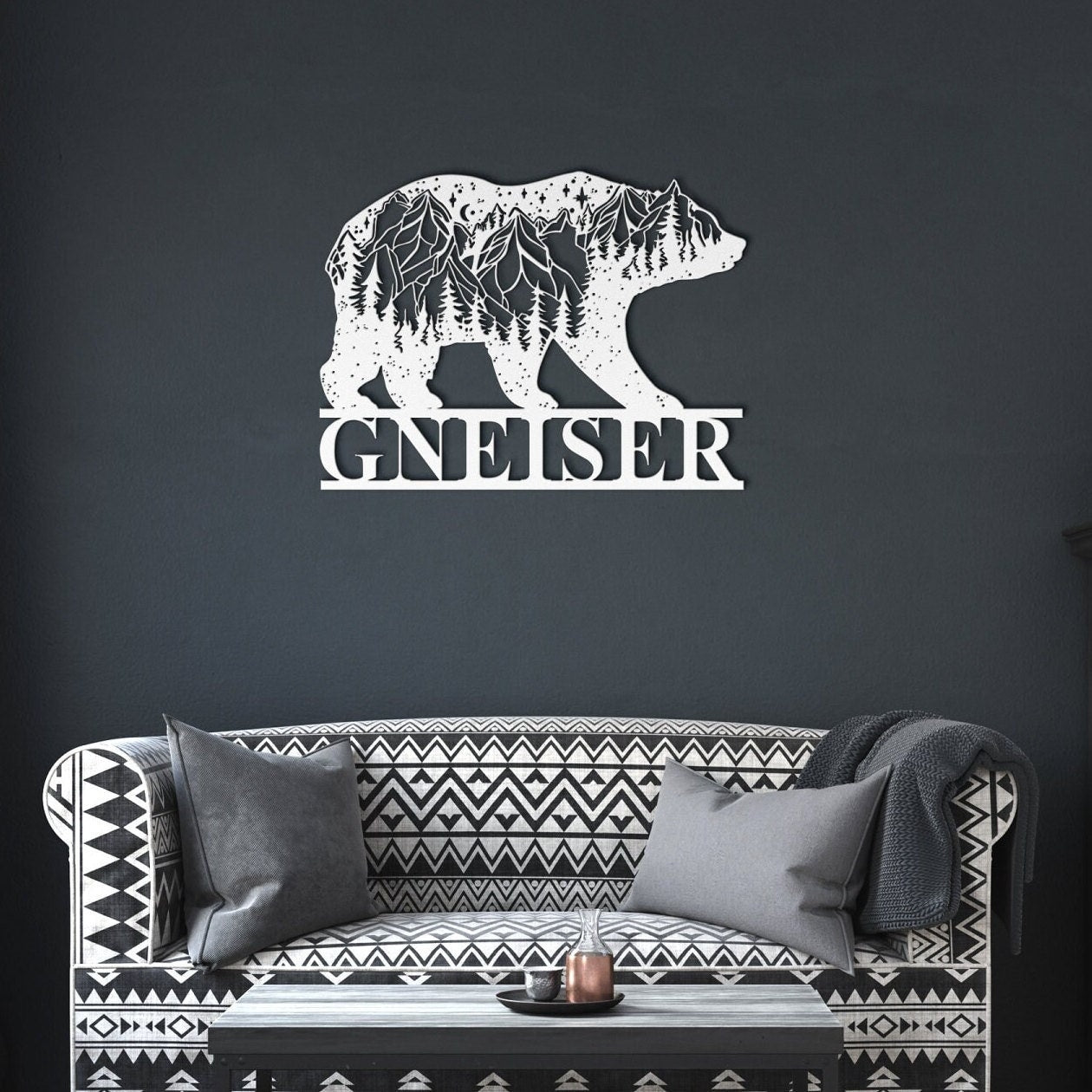 Personalized Spirit Bear Metal Wall Art for Home or Cabin, Custom Hanging Bear Wall Art for Your Indoor or Outdoor Living Space