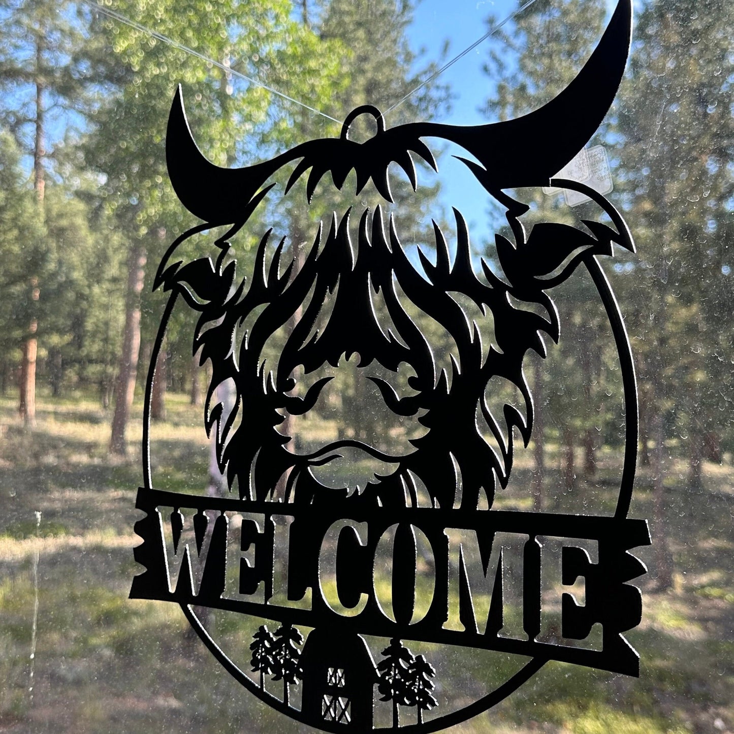 Highland Cow Welcome Sign, Metal Wall Art, Cabin Decor