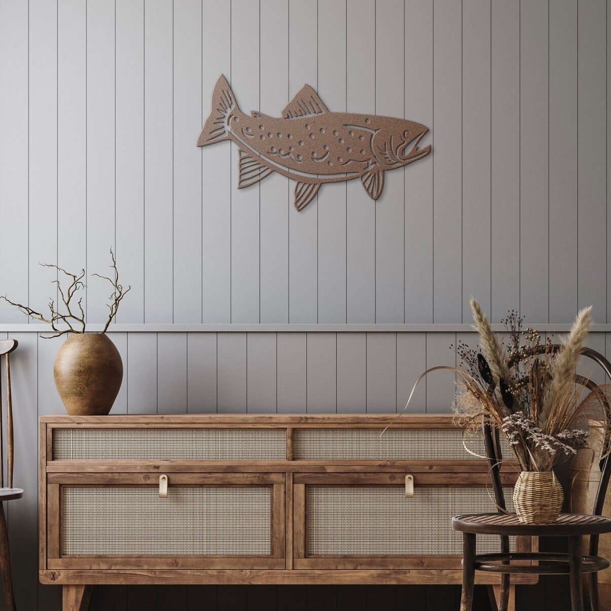 Trout Metal Wall Art for Home or Cabin, Hanging Fish Wall Art to Bring a Touch of Nature to Your Indoor or Outdoor Living Space