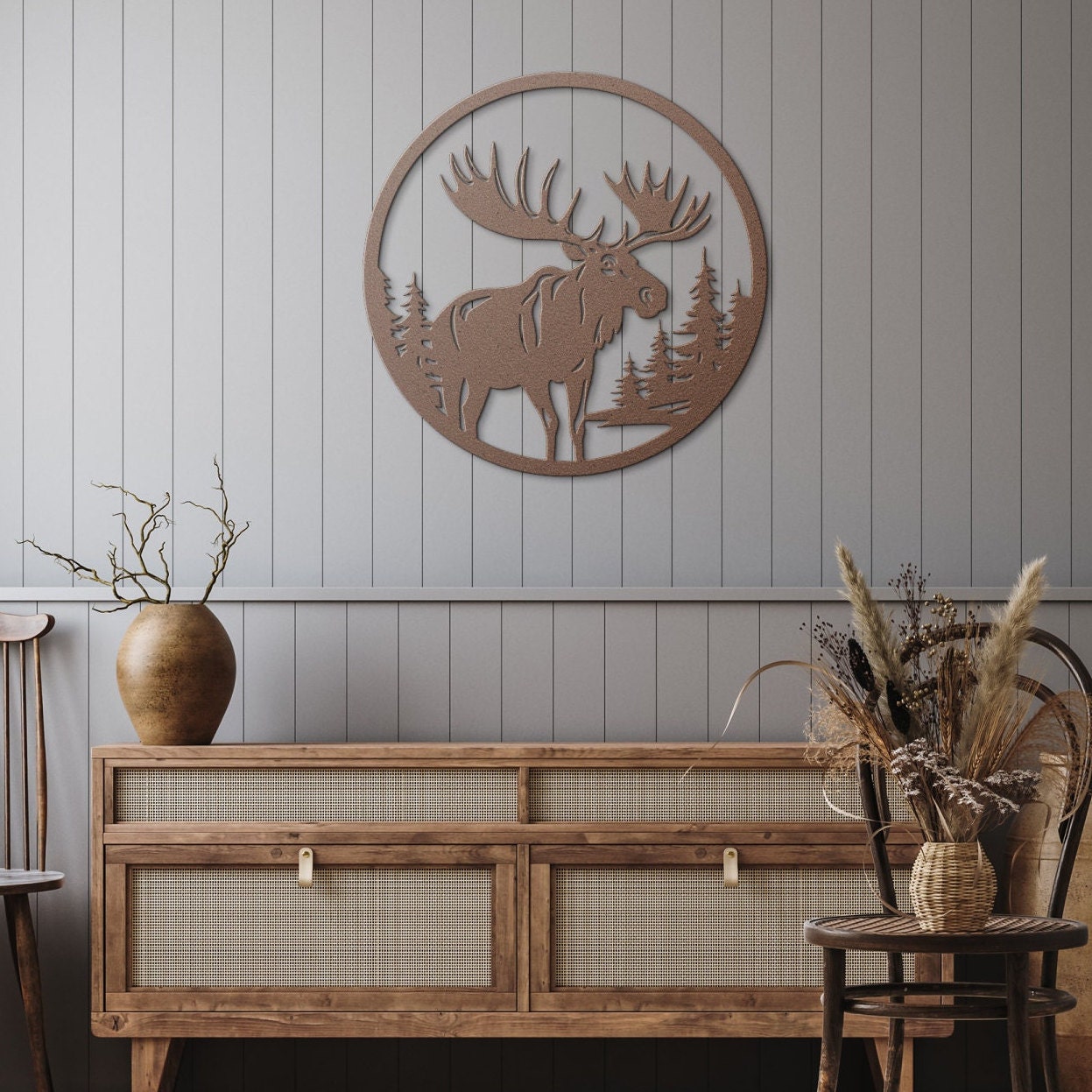 Moose Metal Wall Art, Cabin Decor, Rustic Home Decor