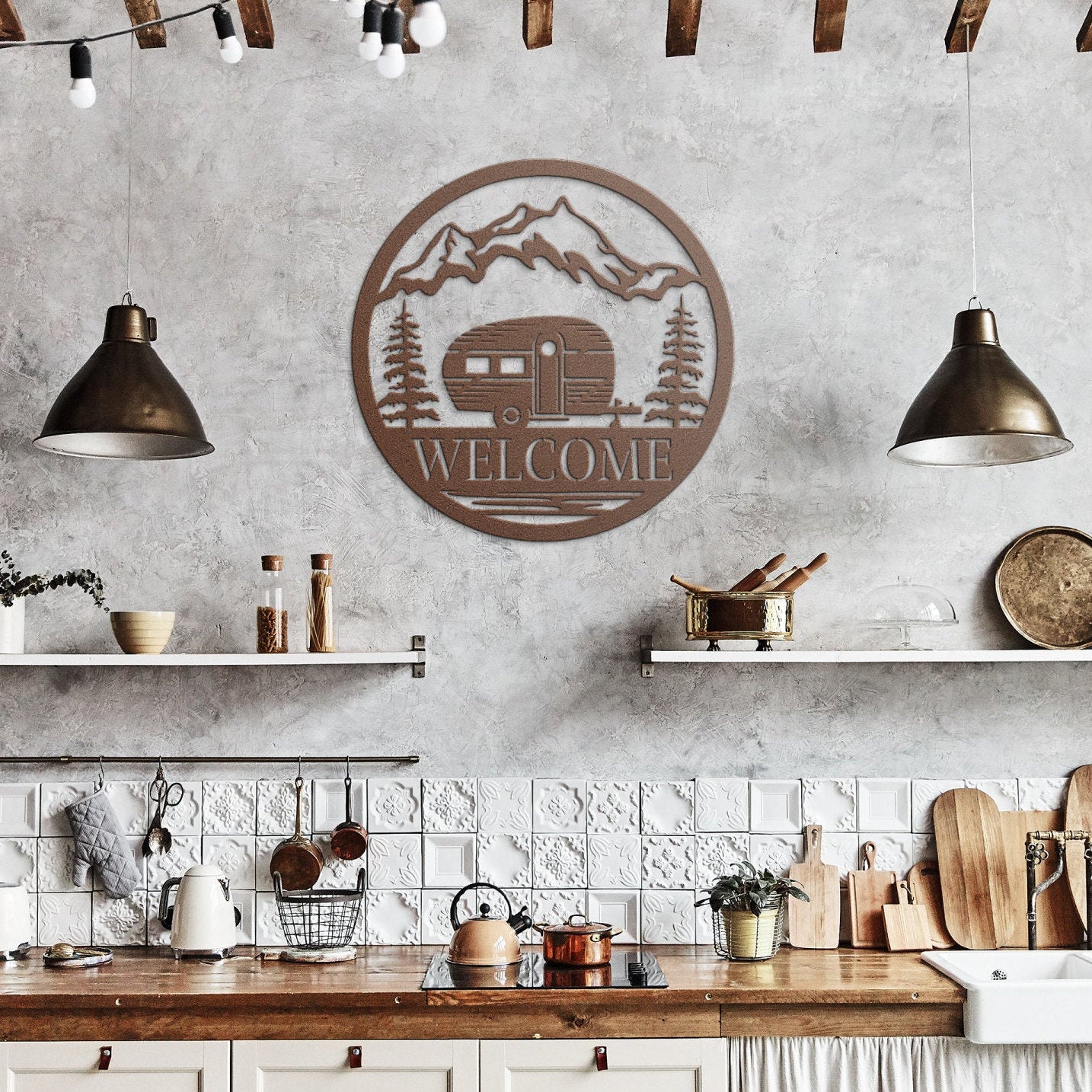 Welcome Camper Metal Wall Art, RV Decor